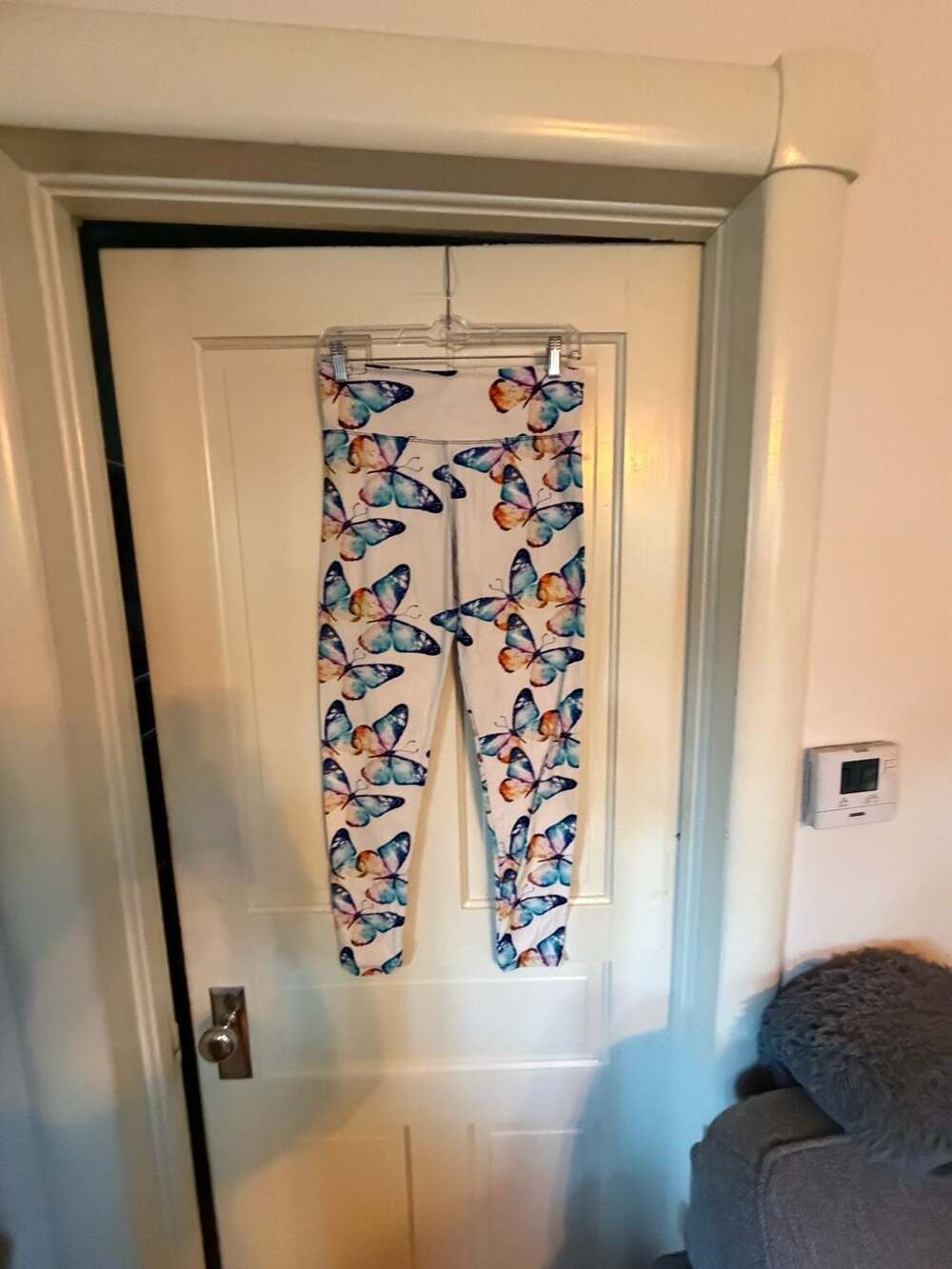 Leggings Size One Size White Butterfly Print Yoga Pants